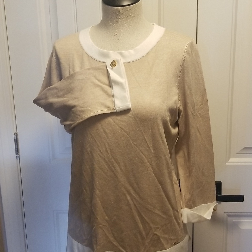 Calvin Klein Tunic Top Gold Tone Hardware Details Womens Size Medium